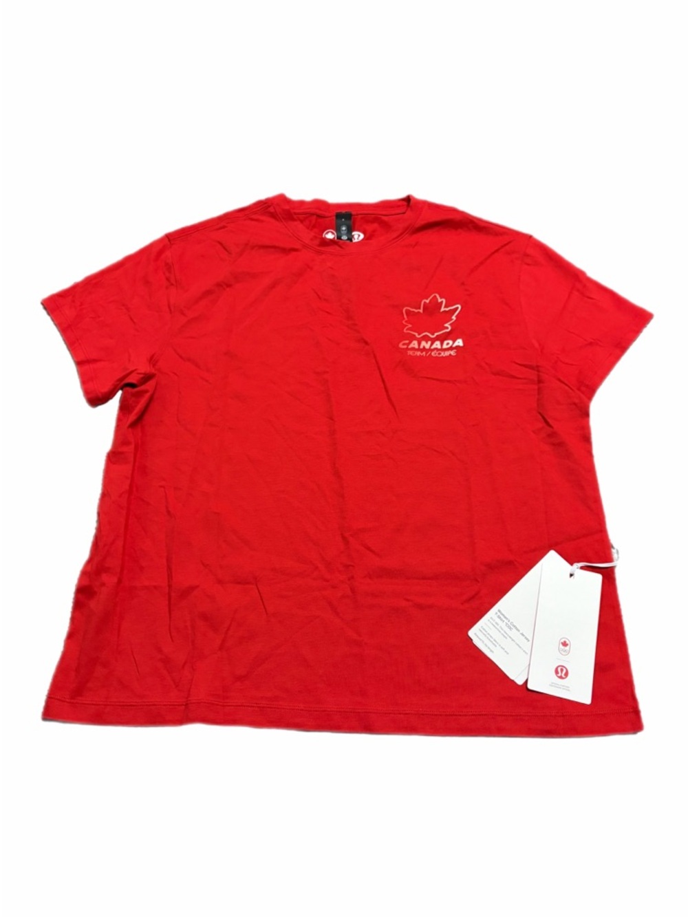 NWT Lululemon Team Canada Cotton Jersey T-Shirt *Logo (Fiery Red) Size 6